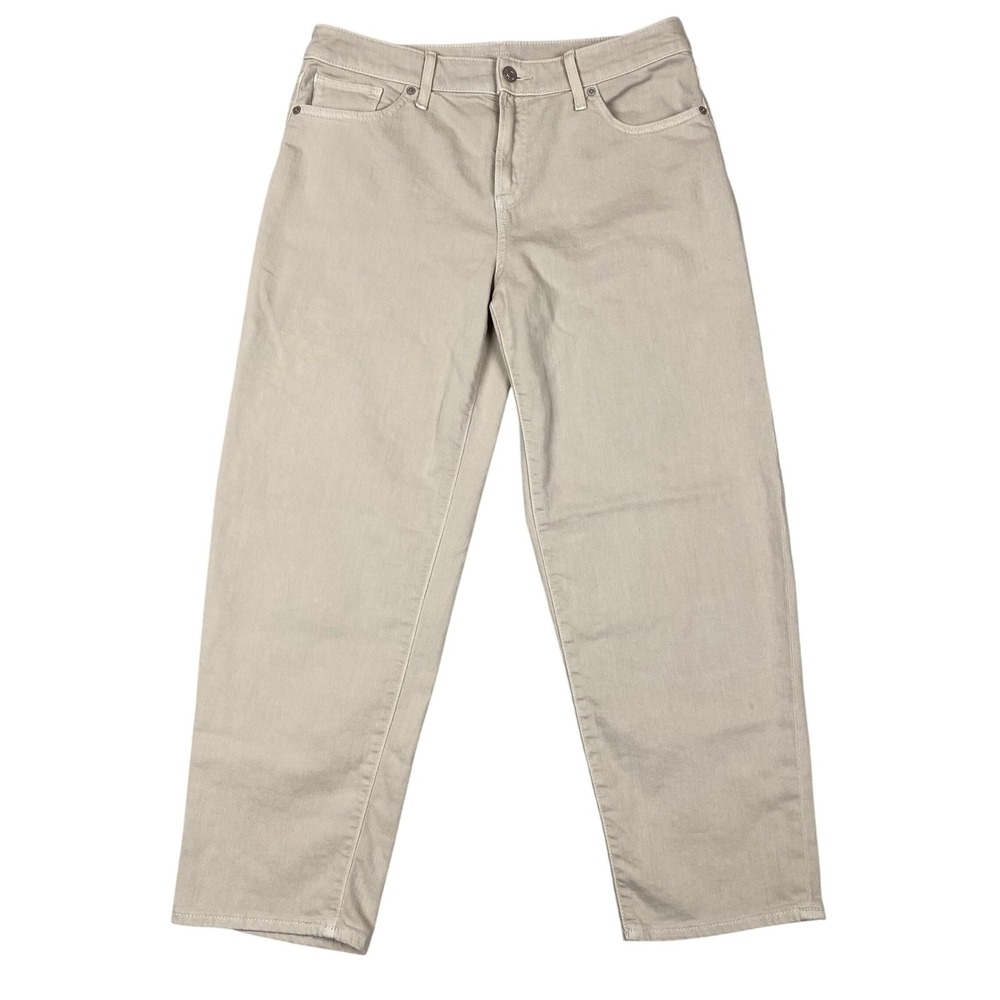 Chico's Boyfriend Crop Stretch Khaki Tan Denim Pants Womens 8 Chicos 1